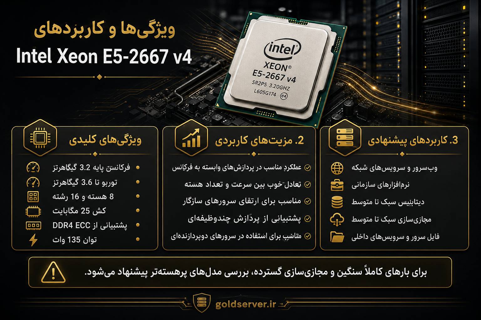 سی پی یو سرور Intel Xeon Processor E5-2667 v4 برای چه کاربردهایی مناسب است؟