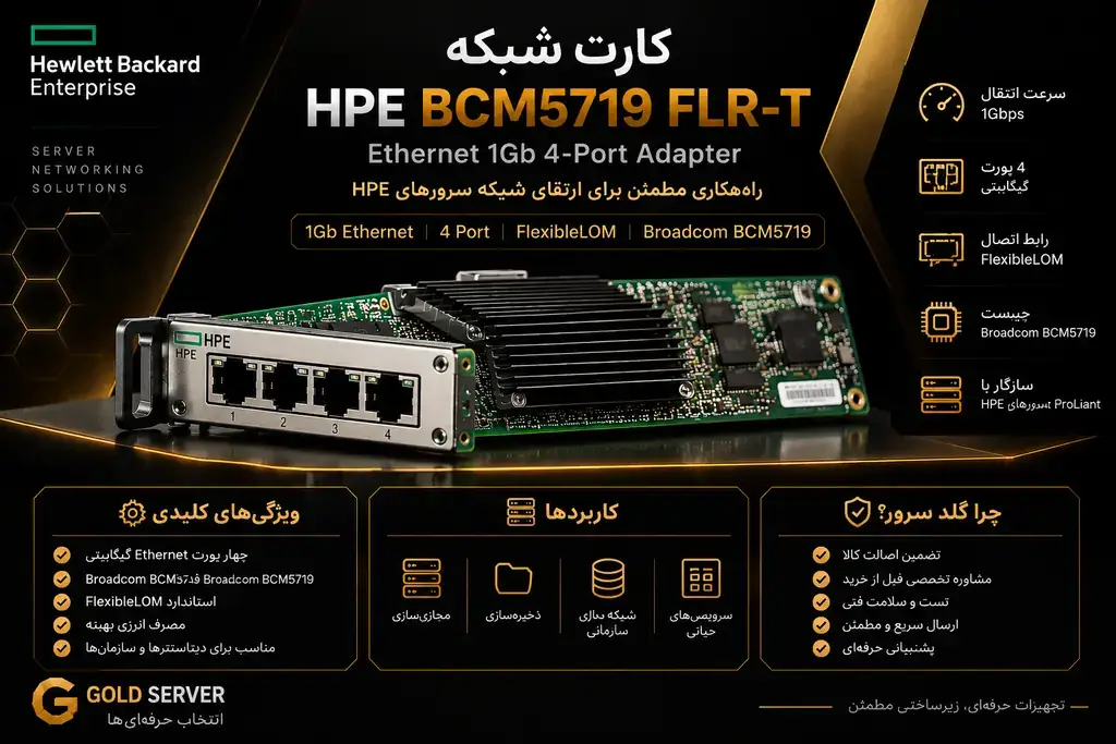 خرید کارت شبکه HPE BCM5719 FLR-T از گلد سرور