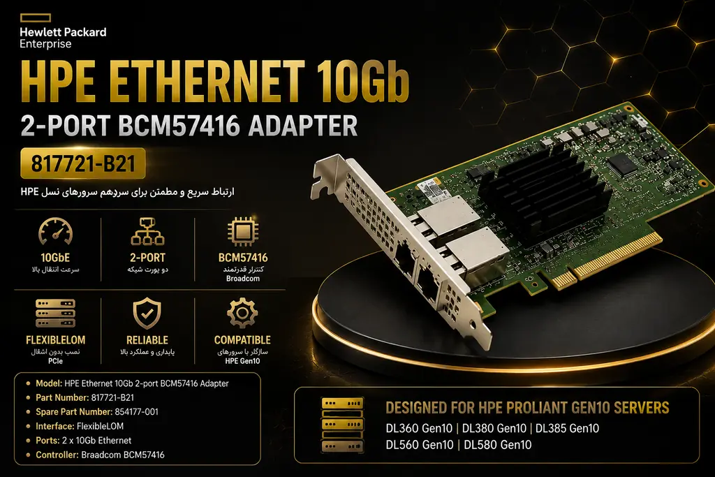 خرید کارت شبکه HPE BCM57416 10Gb از گلد سرور