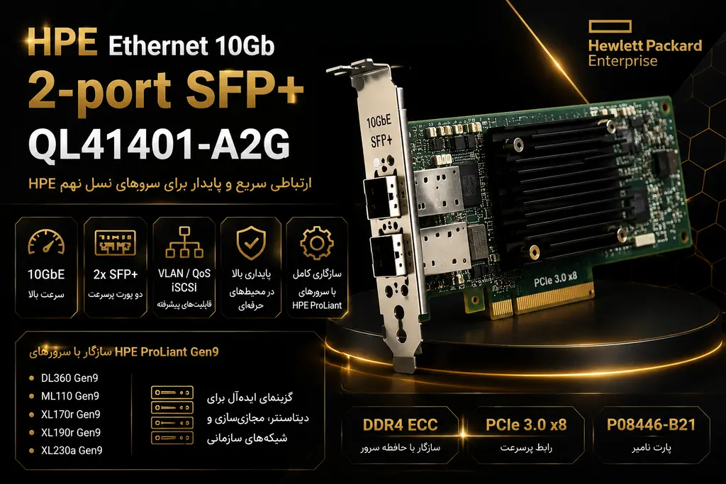 خرید کارت شبکه HPE Ethernet 10Gb 2-port BASE-T QL41401-A2G از گلد سرور