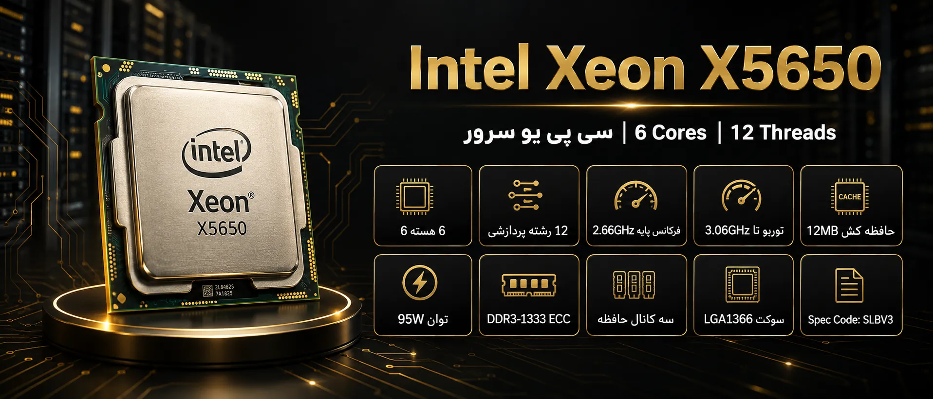 سی پی یو سرور Intel Xeon Processor X5650 با ۶ هسته و ۱۲ رشته پردازشی