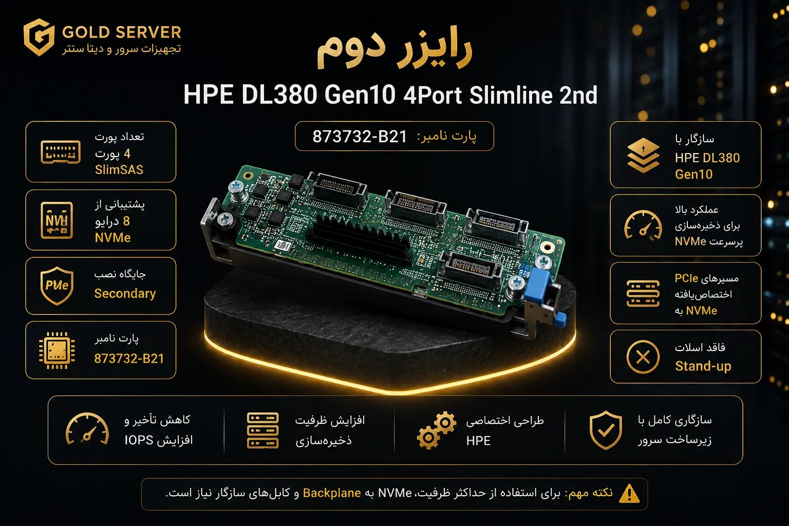رایزر دوم HPE DL380 Gen10 4Port Slimline 2nd