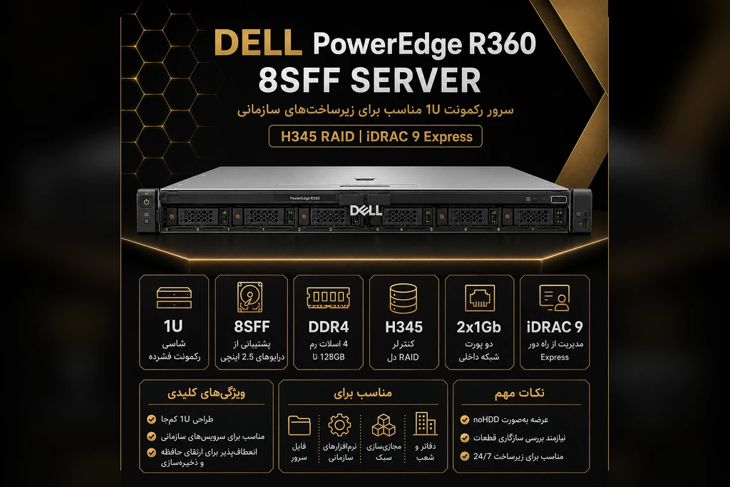 خرید PowerEdge R360 8SFF از گلد سرور